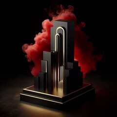 Poster - Abstract smoked display pedestal in various colors on black and white backgrounds