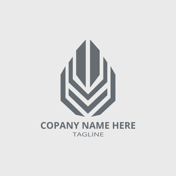 Modern geometric logo design with abstract shapes resembling a monogram. 
The placeholder text reads 