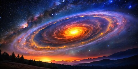 Wall Mural - majestic spiral galaxy rotation, long exposure astrophotography