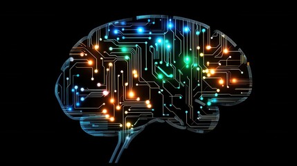 Poster - Abstract Brain Circuitry Glowing Neural Network, Artificial Intelligence, Digital Brain Concept