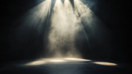 Poster - Dramatic spotlight and mist create an atmospheric setting for performance. 