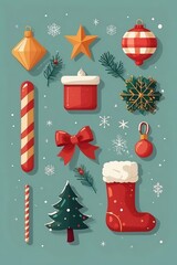 Wall Mural - set of christmas elements