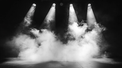 Poster - Dramatic lighting and fog create an intense atmosphere on stage. 