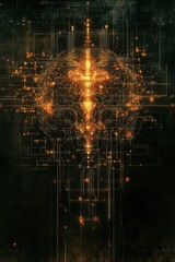 Poster - Abstract Glowing Neural Network Brain Circuitry Futuristic AI Technology Background Image