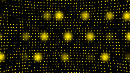 Poster - Yellow circle sparkles with black background.Abstract bokeh lights on dark background