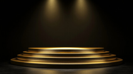 Poster - Elegant golden stage with dramatic lighting builds anticipation for a performance. AI-driven