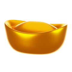 Poster - 3d rendering gold ingot icon. Chinese new year icon concept