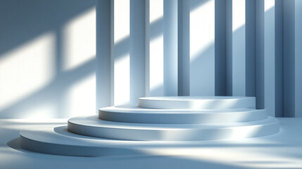 Poster - Modern abstract staircase design with soft lighting and shadows. 
