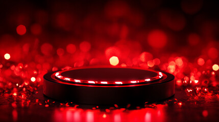 Poster - Modern technology illuminated with vibrant red lights at night setting. 