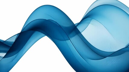 Poster - Smooth flowing blue waves create a sense of tranquility in a bright background