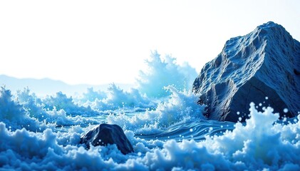 Wall Mural - swirling blue and white water effects on rocks, effect, abstract, white