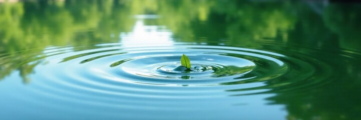 Wall Mural - Gentle ripples disturb the surface of a still lake on a summer day, ripple, mirror