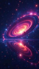 Wall Mural - cosmic vortex with glowing star-like specks on reflective surface, surface, universe
