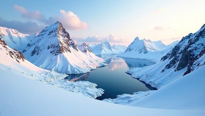 Wall Mural - snow-covered valleys and peaks in prins karls forland spitsbergen landscape, spitsbergen, snow