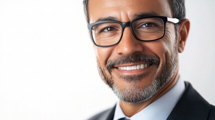 Close-Up Portrait of Middle-Aged Man with Glasses and Smile