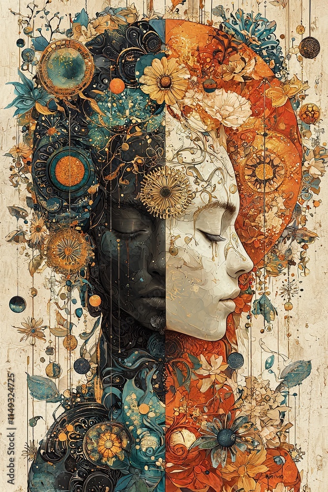 Divine Balance of Masculine and Feminine Forms Stock Illustration ...