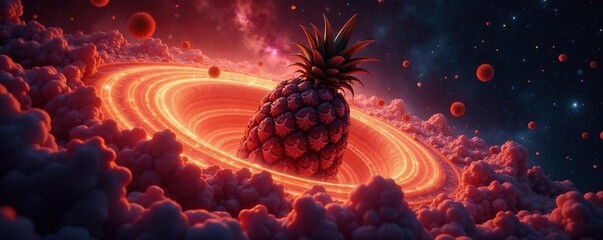 Wall Mural - A pineapple-shaped mass falls toward a supermassive black hole, space, supermassive