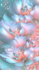 Wall Mural - a beautiful blue and pink flower with a lot of sparkles. the flower is very pretty and colorful