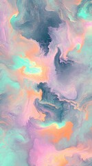 Wall Mural - A colorful and abstract background with a mix of blue, green, and orange hues. The background is filled with swirls and patterns, giving the impression of a dreamy and ethereal atmosphere