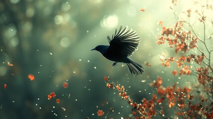 Wall Mural - A Bird in Flight: Nature Photography