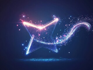 Wall Mural - a star is lit up in a blue background with a purple and red glow. the star is surrounded by a stream