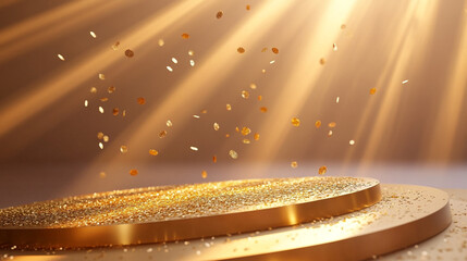 Poster - radiant golden particles shimmer in soft light creating a magical atmosphere.