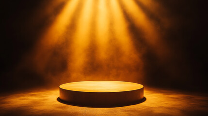 Poster - Light beams illuminate an empty stage for a captivating performance. 