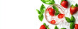 © Steven - Refreshing strawberry and basil infused water surrounded by fresh strawberries and ice cubes on a white background, capturing a burst of summer freshness.