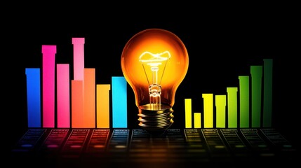 Poster - Colorful Light Bulb with Vibrant Bars Creating Dynamic Energy Visual