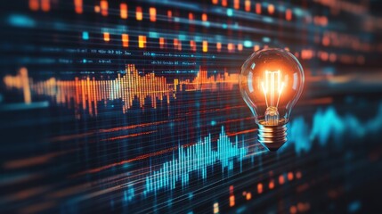 Poster - Light Bulb Illuminating Data Visualization on Modern Background