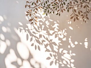 Leinwandbilder - Painted leaves and shadows on a wall.