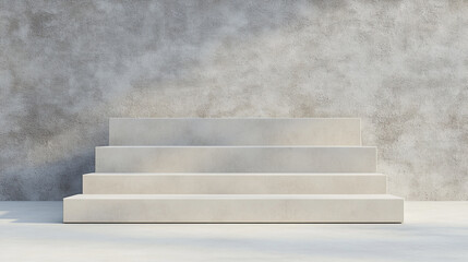Poster - Modern minimalist staircase design against a textured wall in a bright space. 