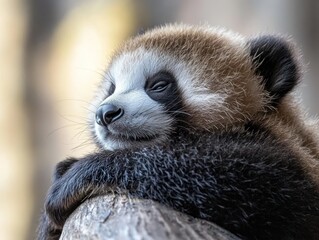 Aufkleber - Close up of sleeping red panda.