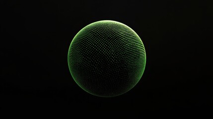 Poster - Dynamic green sphere visualizing data patterns digital realm 3d graphics dark background abstract concept