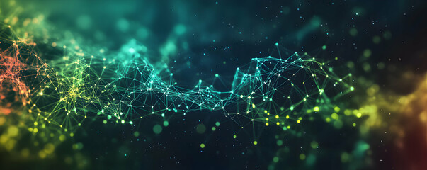 Poster - Abstract visualization of interconnected nodes and lines representing data flow.