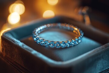 Aufkleber - Bracelet inside a box, with bokeh lights background.
