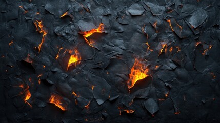 Poster - Abstract Black Background with Glowing Orange Fire Elements