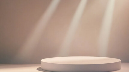 Poster - Spotlight illuminates empty stage in a minimalist setting for performances. 