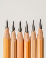 Poster - Six pencils aligned, showing graphite tips, on a plain background.