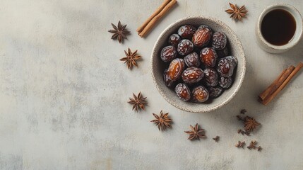 Poster - Dates in bowl with spices.