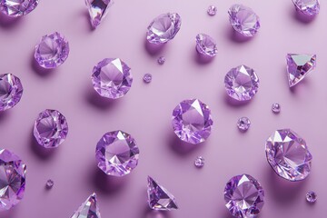 Leinwandbilder - Scattered purple diamonds on light purple surface.