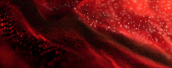 Poster - Abstract red wave with glowing particles creating a dynamic visual effect.