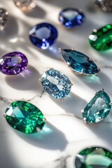 Poster - Gems with colors on marble.