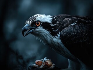 Poster - Osprey with intense gaze and food.