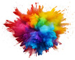 © MstPoliAkther - abstract explosion of  rainbow colored powder visuals on white and transparent background.