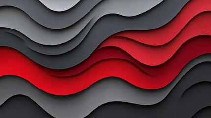 Poster - Textured waves of red, black, and gray blend harmoniously in an abstract design