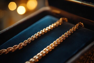 Poster - Gold chain in vintage box.