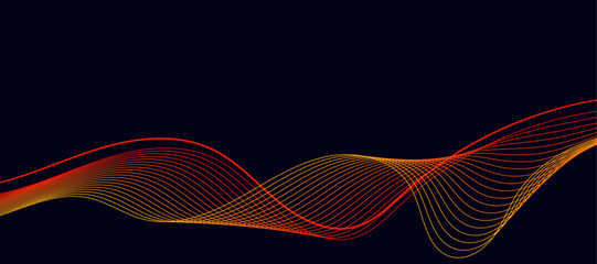 Poster - Abstract background with gradient wavy lines. Digital technology concept. vector illustration.