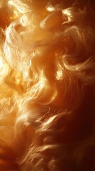 Wall Mural - Abstract swirls of golden hues resembling ethereal clouds or smoke.