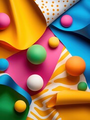 Poster - Colorful Abstract Background with Geometric Shapes and Paper Textures